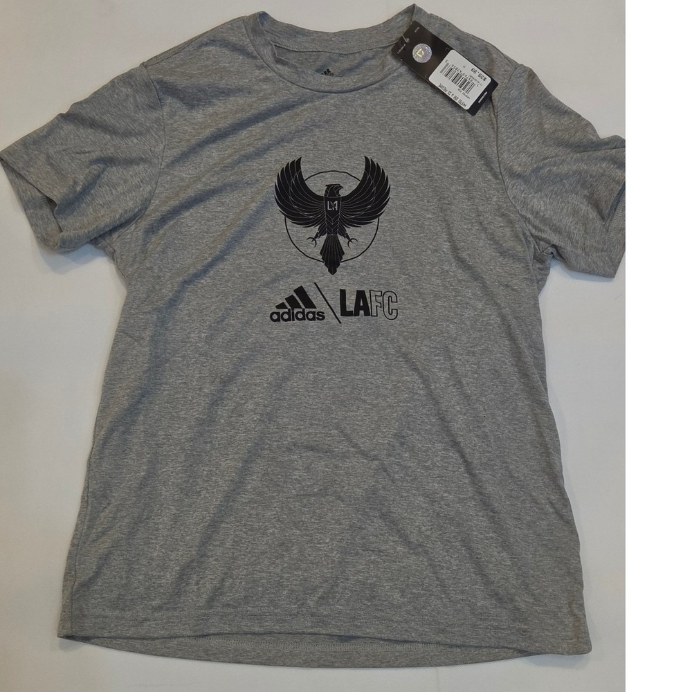 Adidas T-Shirt Womens Medium Gray New LAFC Soccer Pregame Graphic Tee.
